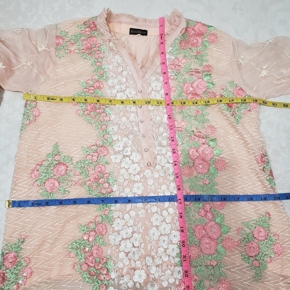 Agha Noor Floral Embroidered Sheer Kurti Size Medium - Picture 9 of 15